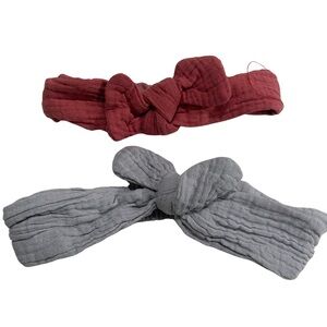 Kids Knot Headbands - Red and Gray